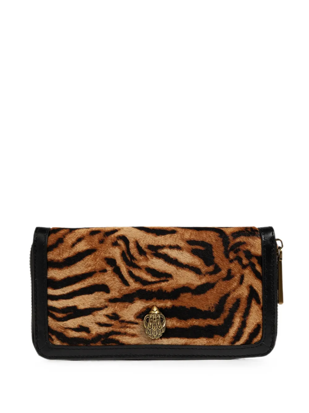 Kurt Geiger Shoreditch Tiger-print Wallet In Braun