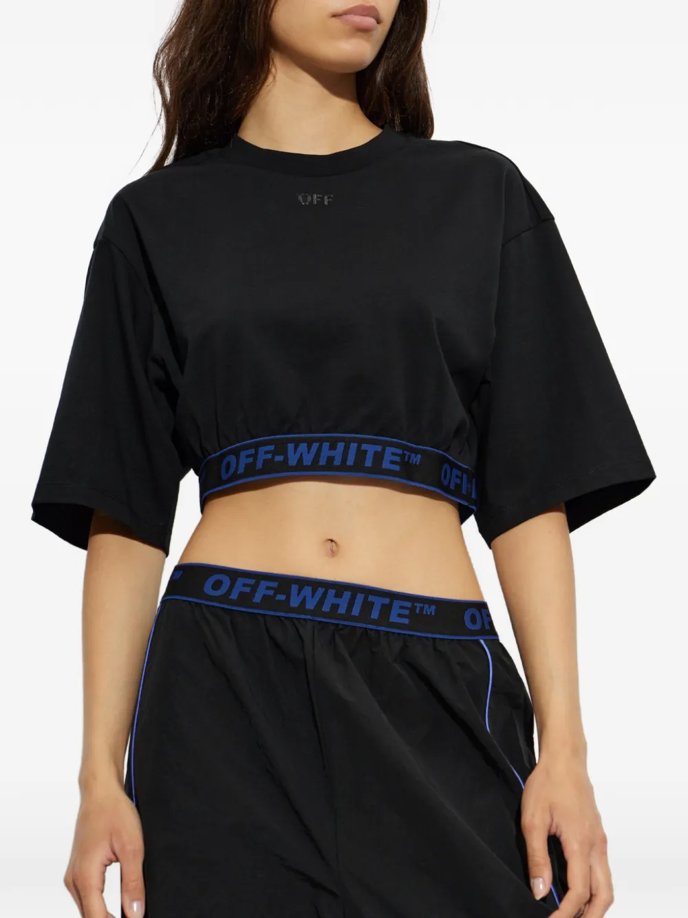 Off-White Cropped T-shirt Zwart