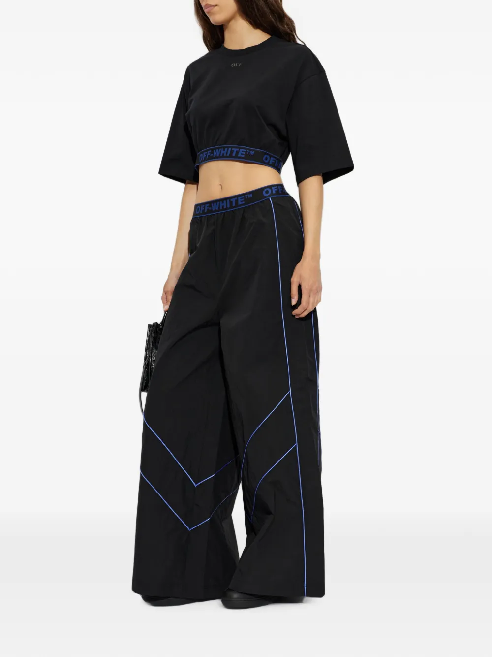 Off-White Cropped T-shirt Zwart