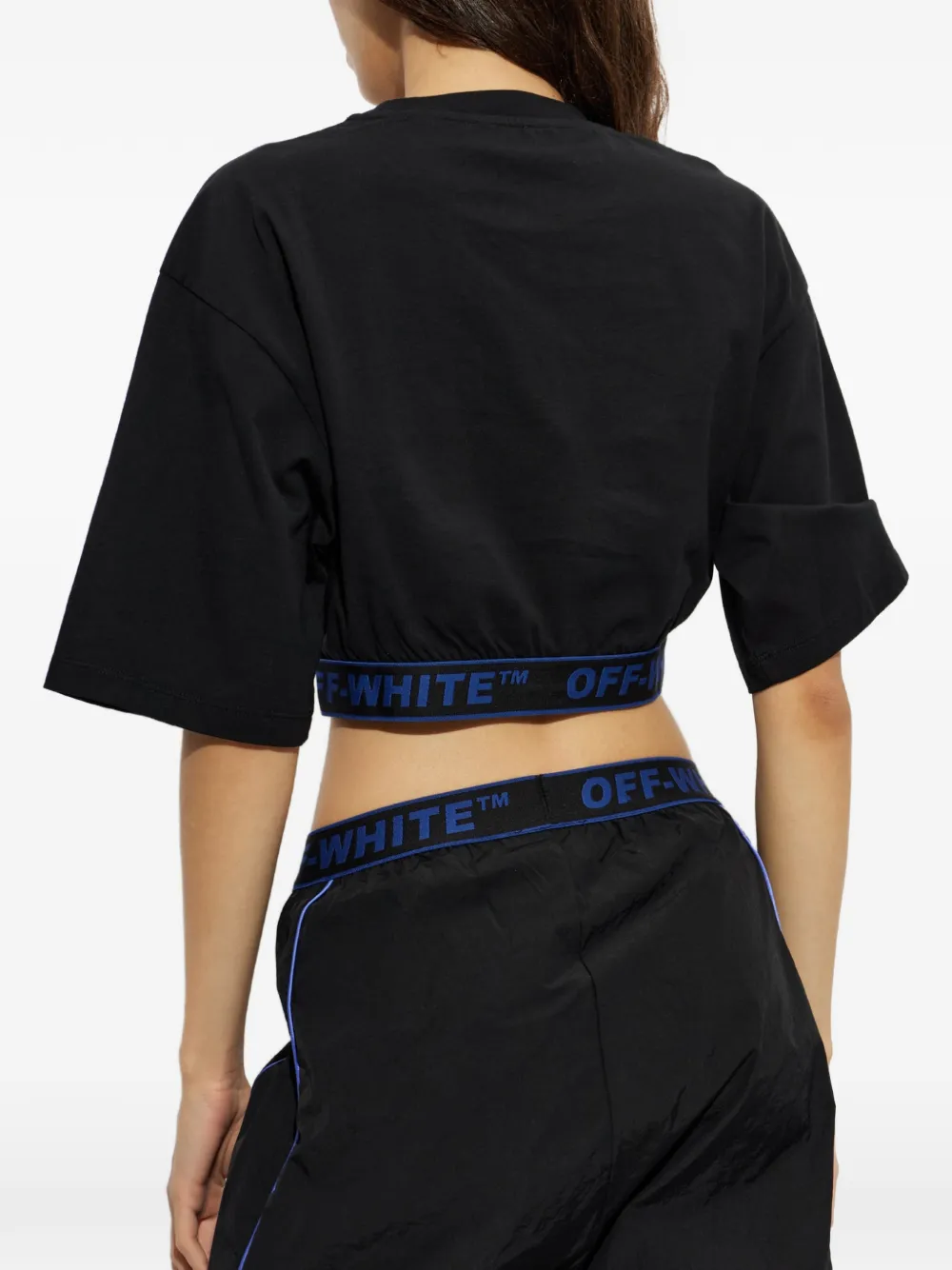 Off-White Cropped T-shirt Zwart