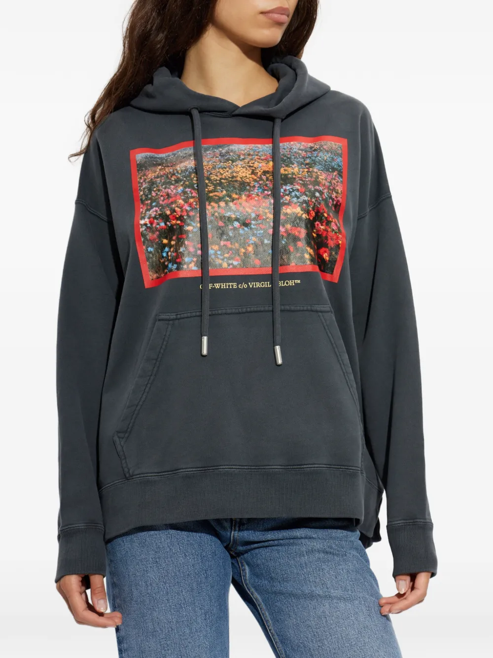 Off-White Hoodie met print Grijs