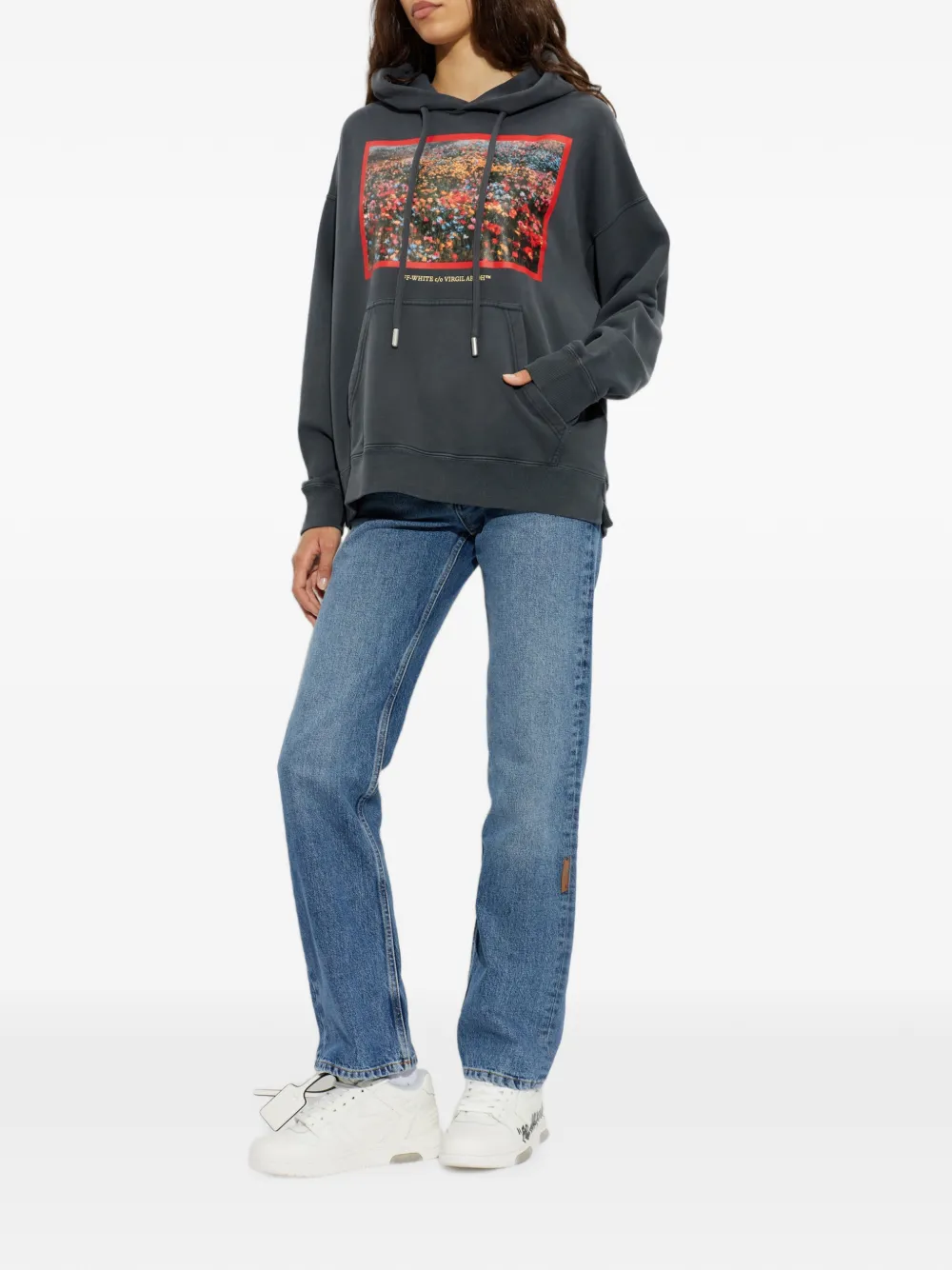 Off-White Hoodie met print Grijs