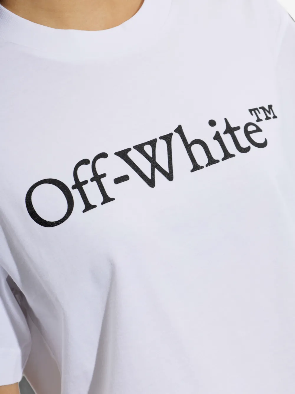 Off-White Cropped T-shirt met logoprint Wit