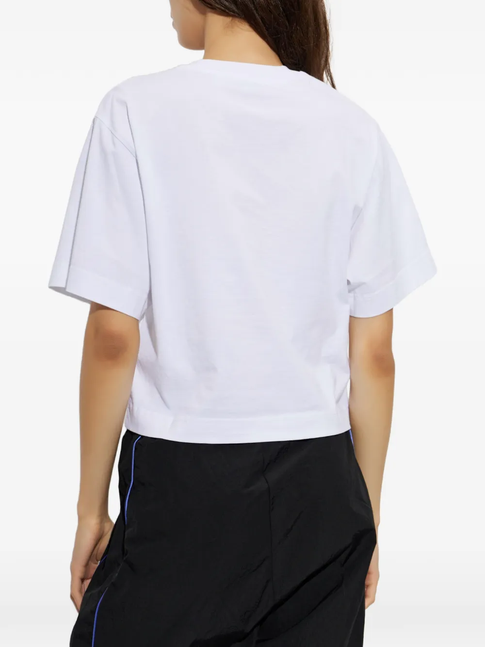 Off-White Cropped T-shirt met logoprint Wit
