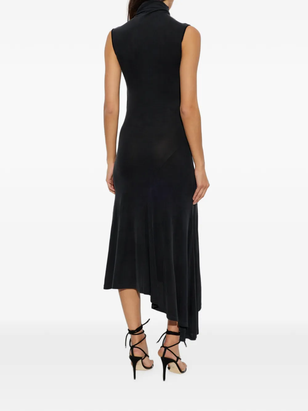 Off-White Cupro Rib Meteor asymmetrische jurk Zwart