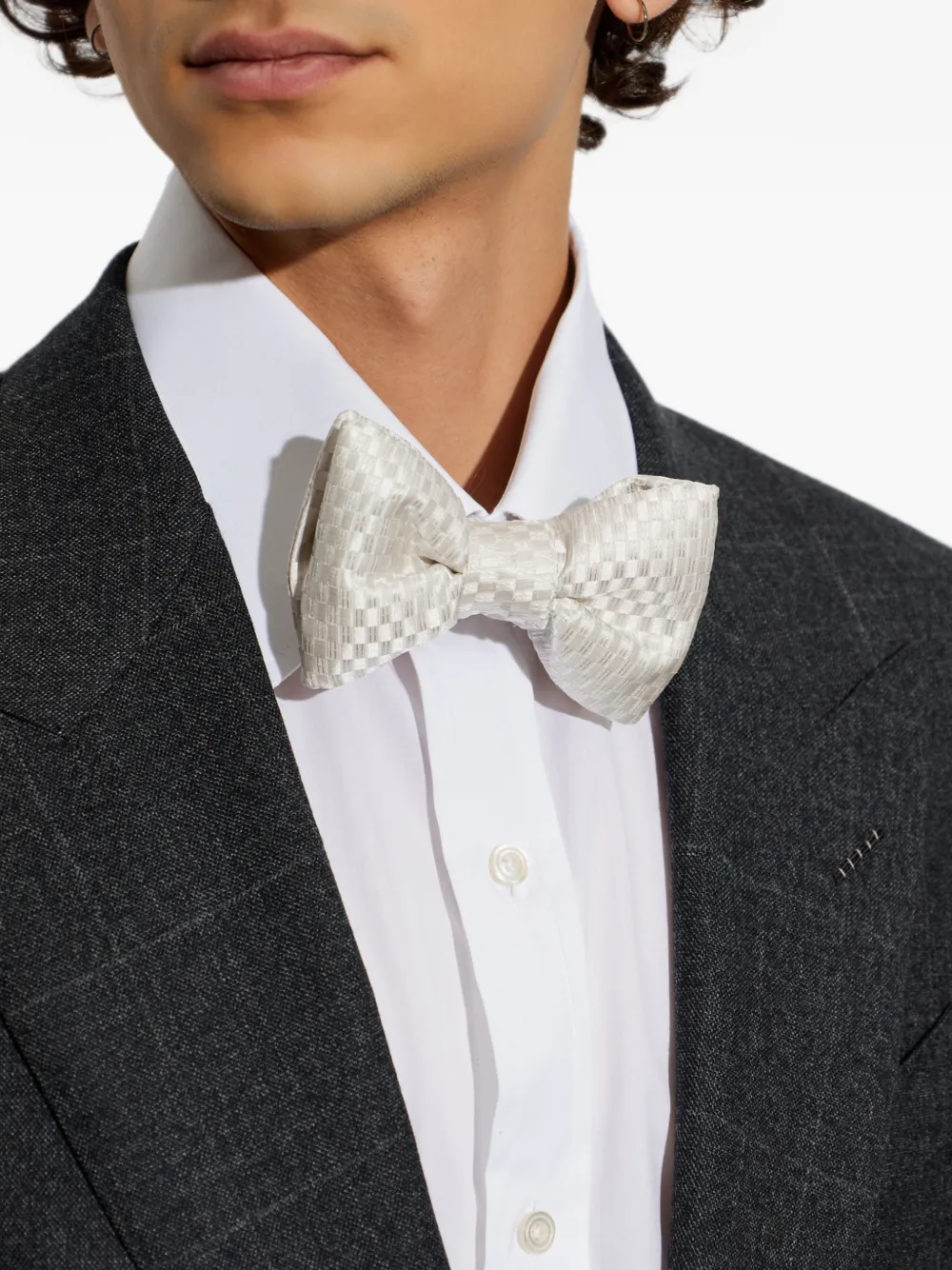 TOM FORD Geruite stropdas Wit