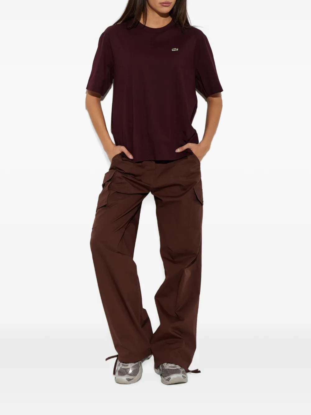 Lacoste T-shirt met logopatch Rood
