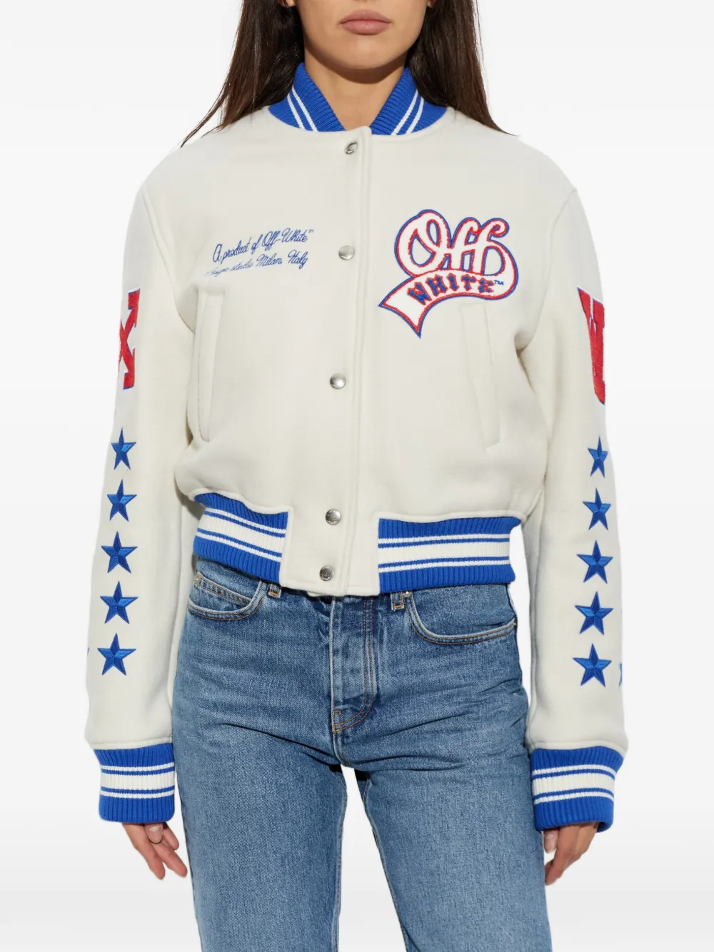 Off-White Bomberjack met logopatch Beige