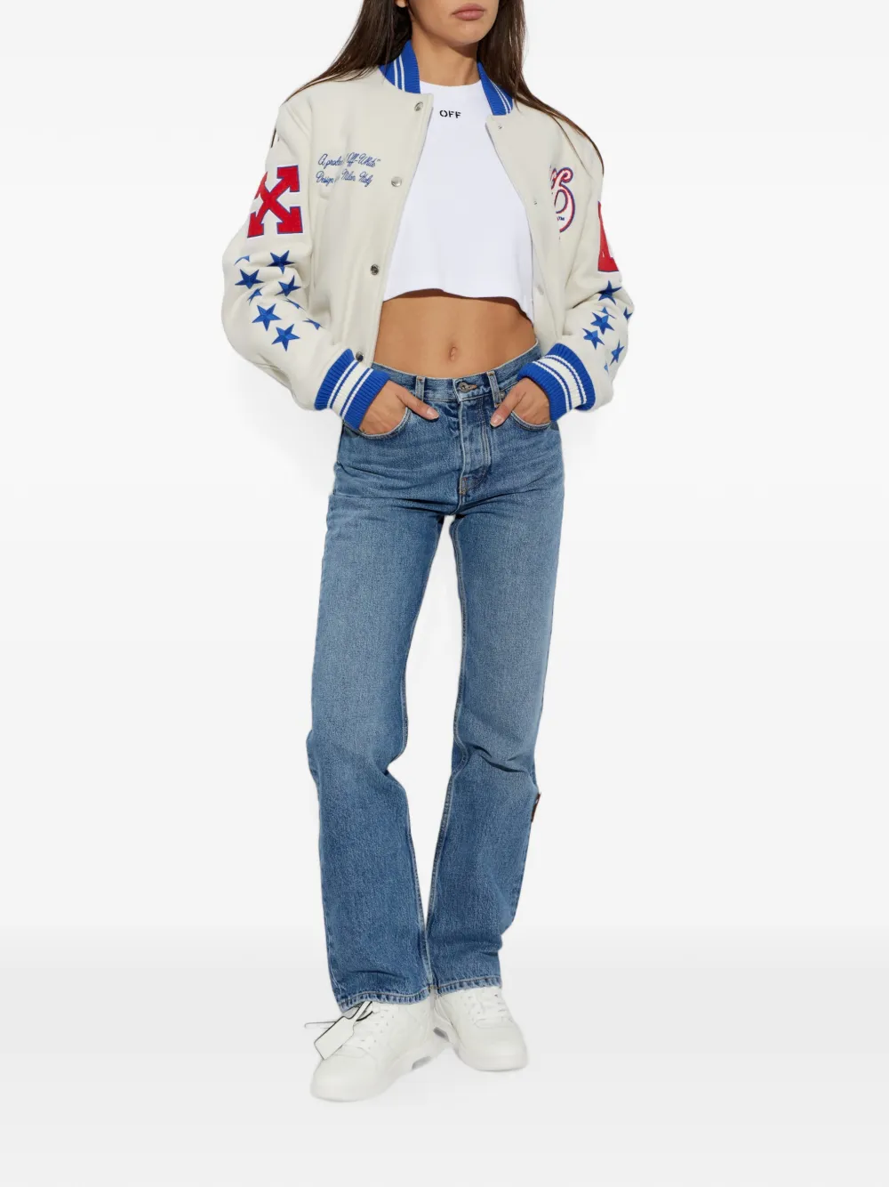 Off-White Bomberjack met logopatch Beige
