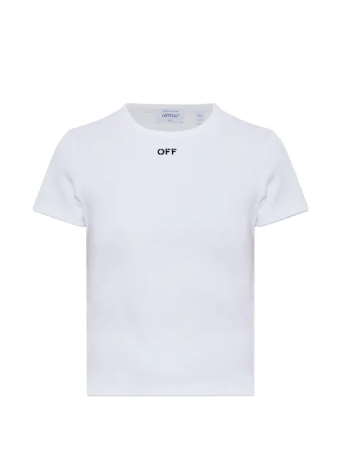 Off-White Geripptes T-Shirt mit Logo