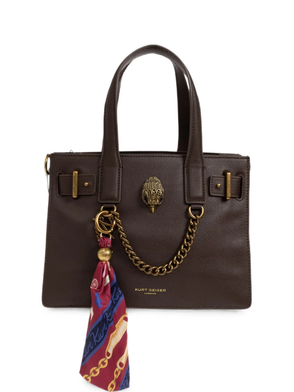 Kurt Geiger Small Sloane Leather Tote Bag In Brown