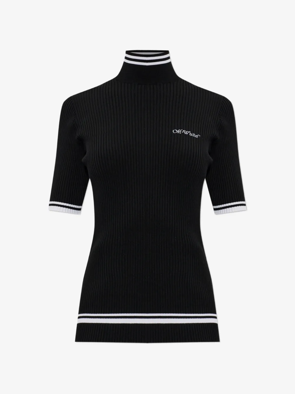 Off-White 로고 자수 골지 니트 스웨터 | 블랙 | Image 1