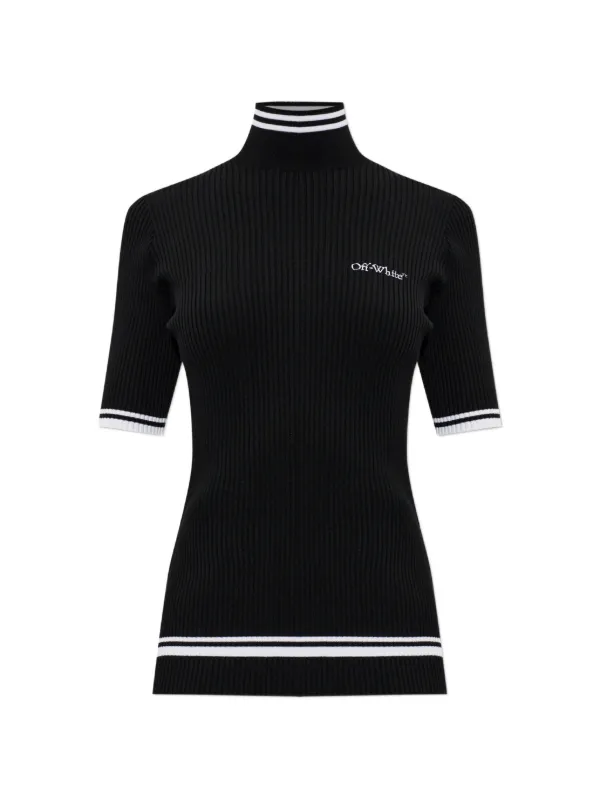 Off-White Ribbed-knit Logo-embroidered Sweater in Black