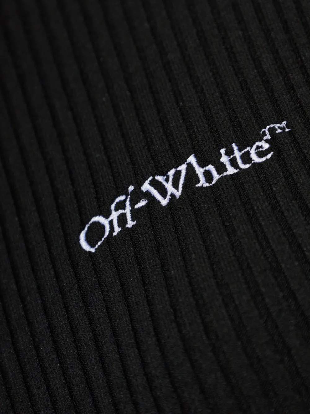 Off-White Ribgebreide trui met geborduurd logo Zwart