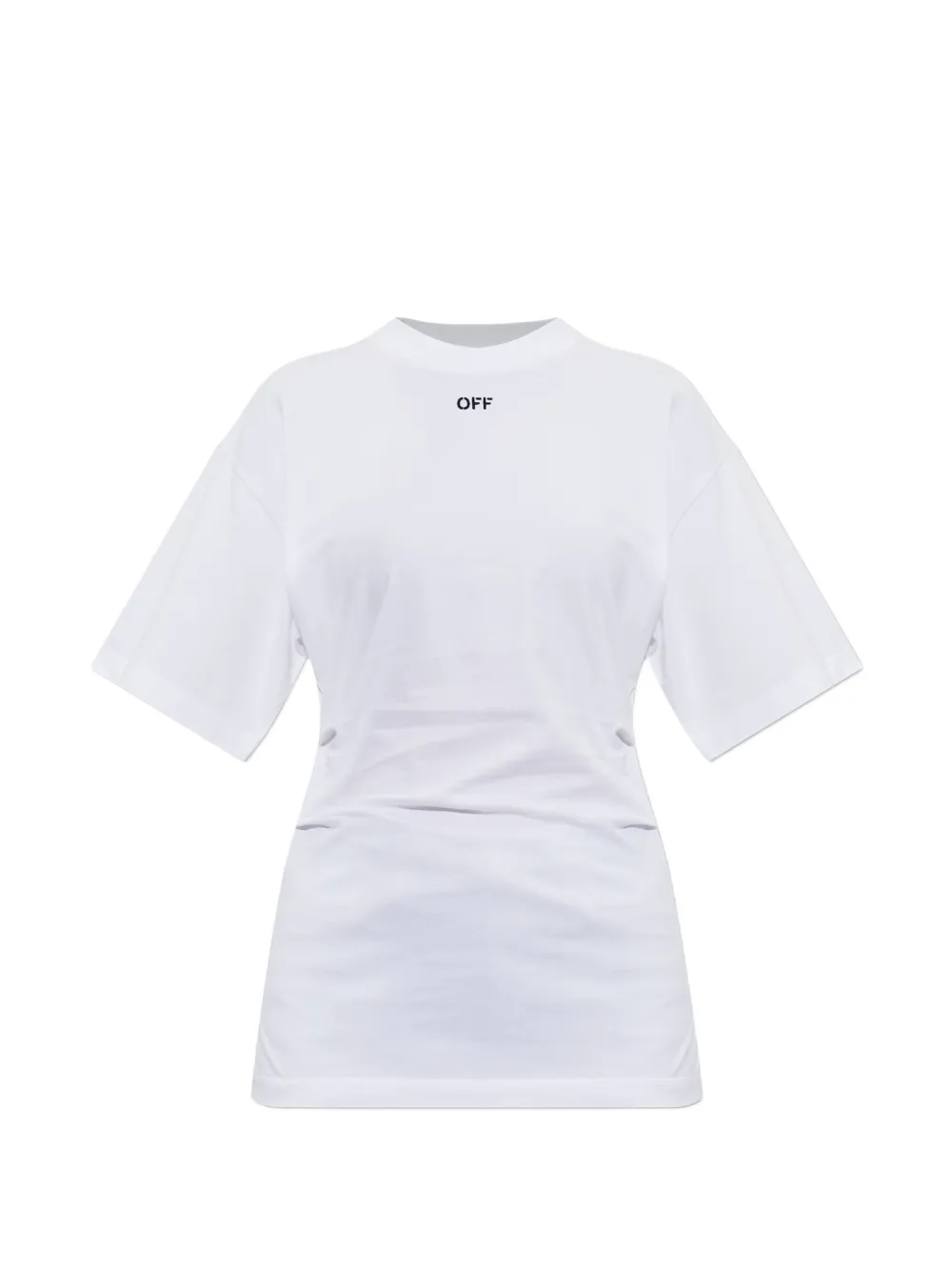 Off-White Off Stamp logo-print pleated T-shirt - Bianco