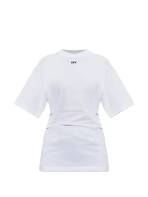 Off-White Off Stamp logo-print pleated T-shirt