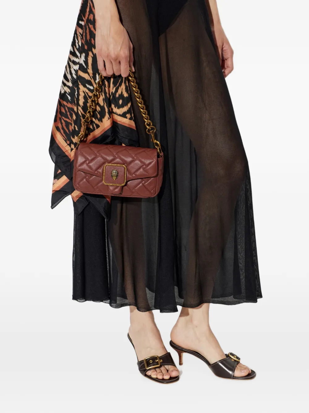 Kurt Geiger London Pimlico gewatteerde leren mini-schoudertas Bruin