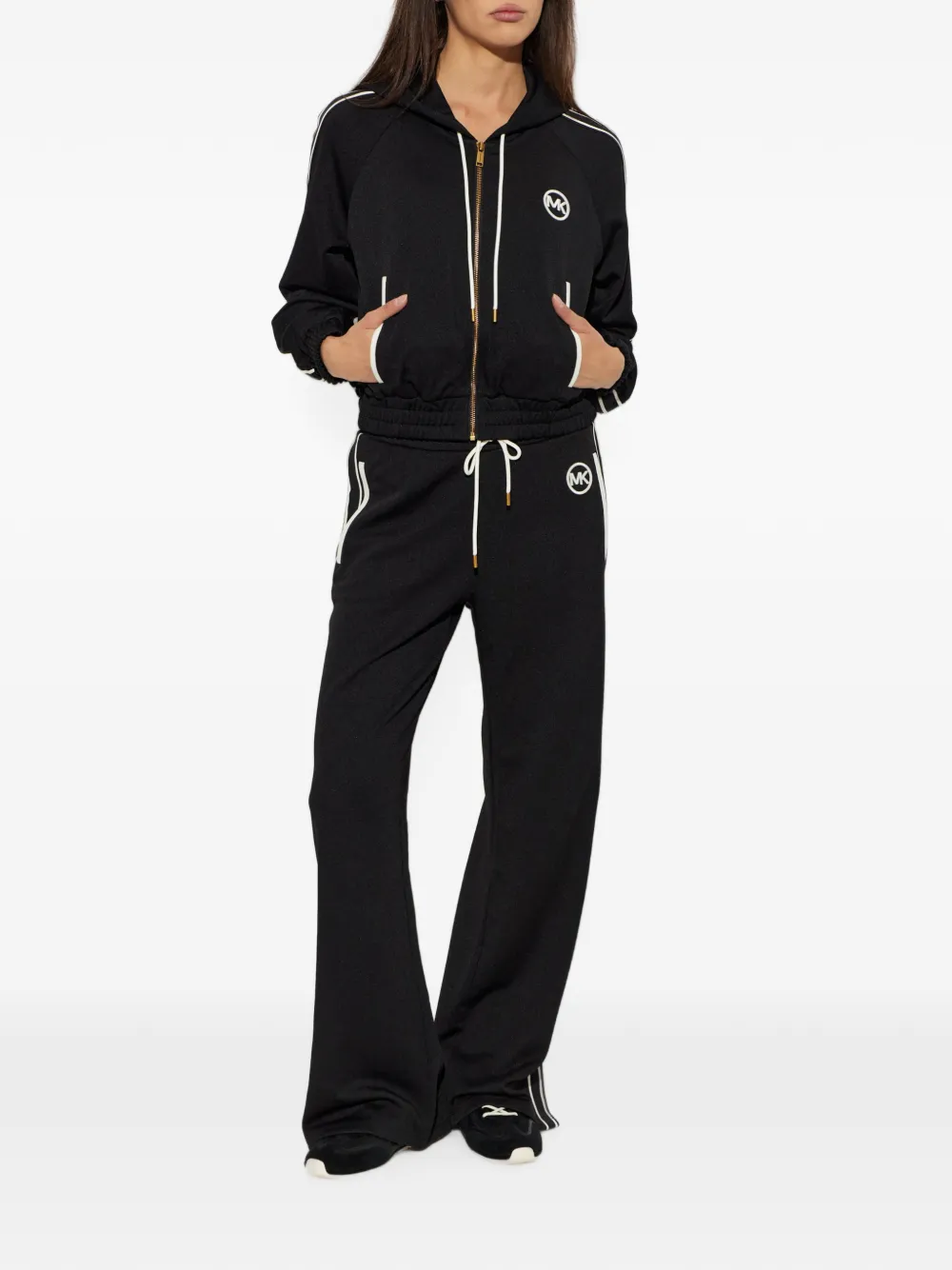 Michael Kors logo-embroidered zip-up hoodie Zwart