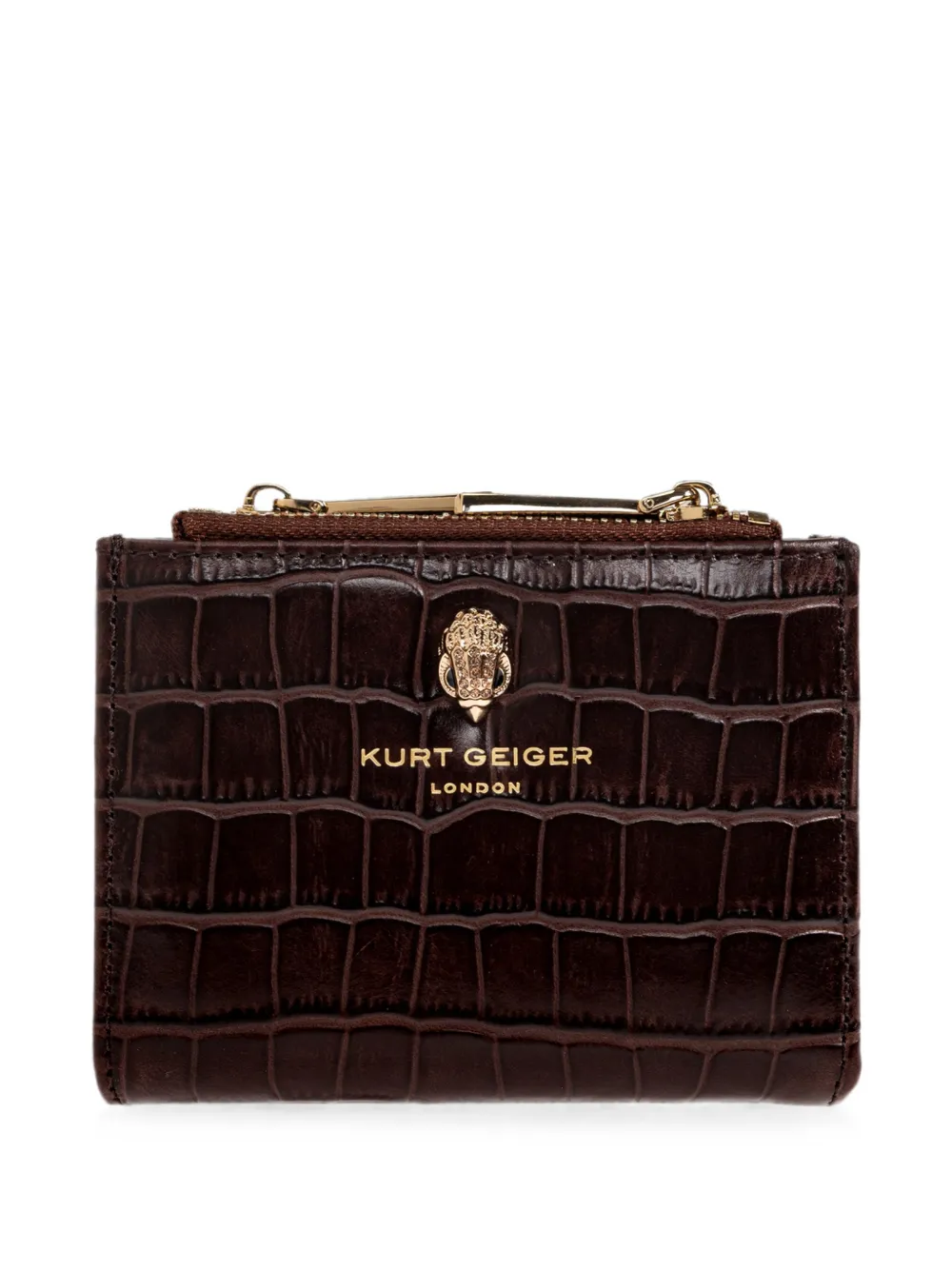 Kurt Geiger Shoreditch Croc-effect Wallet In Braun