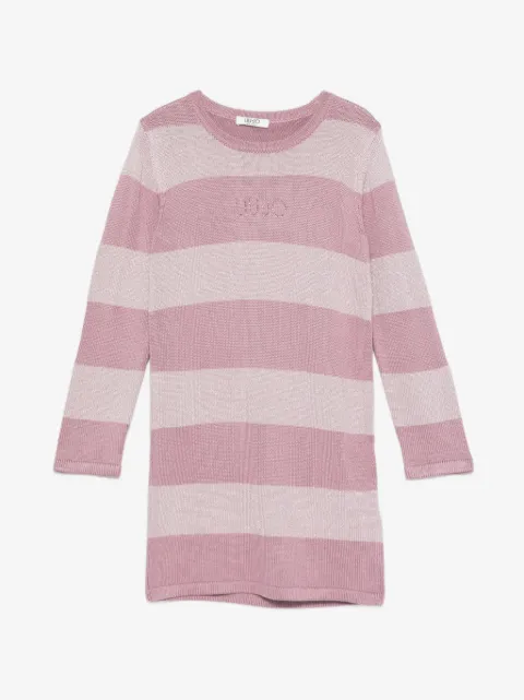Liu Jo Kids vestido de punto a rayas con logo de strass