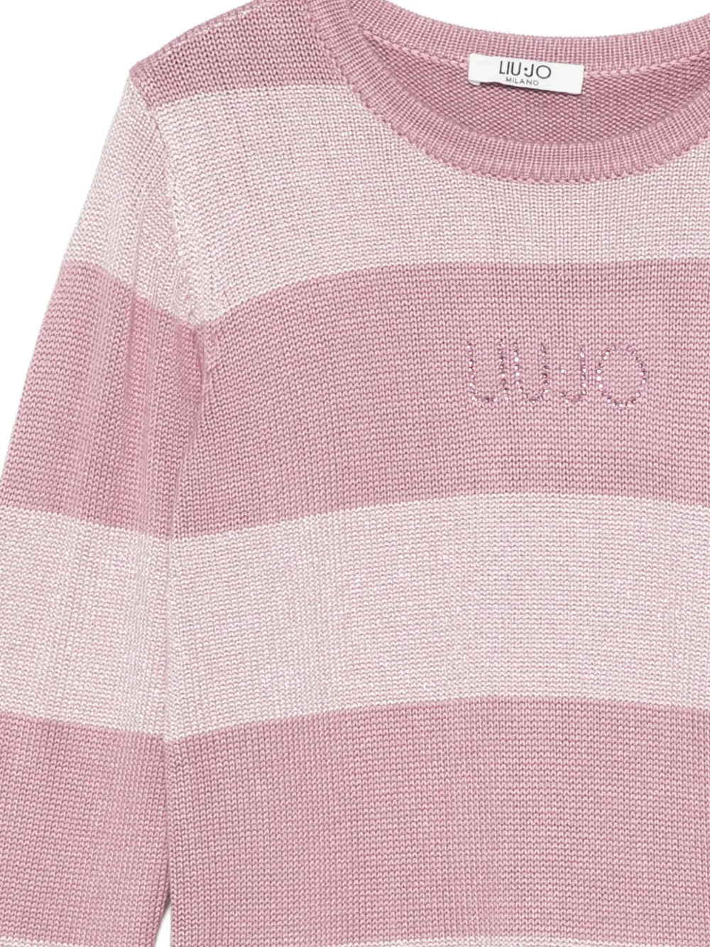 Liu Jo Kids Gestreepte jurk met logo van stras Roze