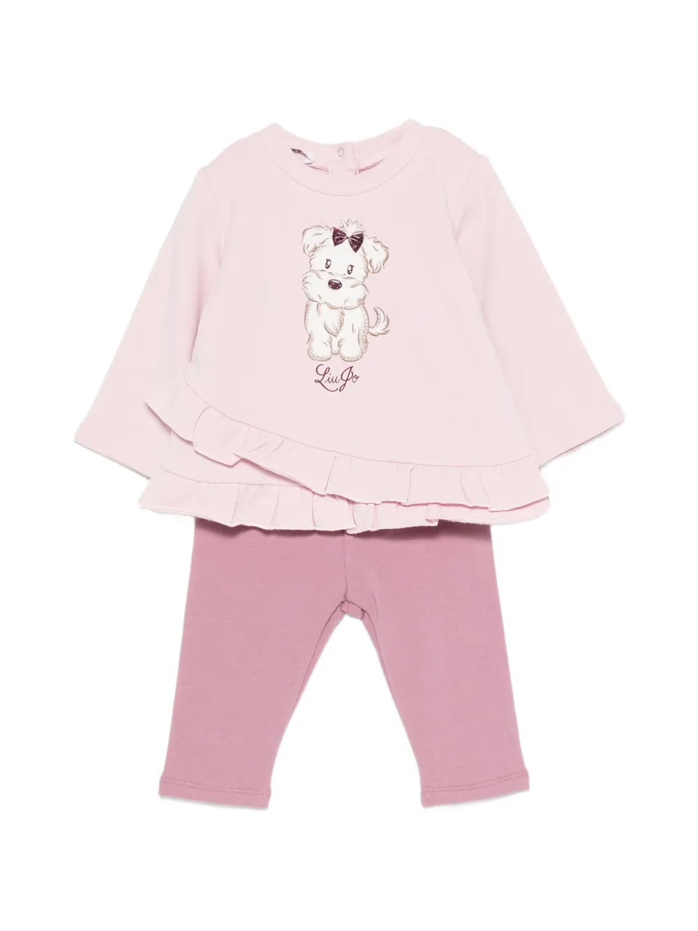 Liu Jo Kids ruffled-hem dog-print trousers set - Rosa
