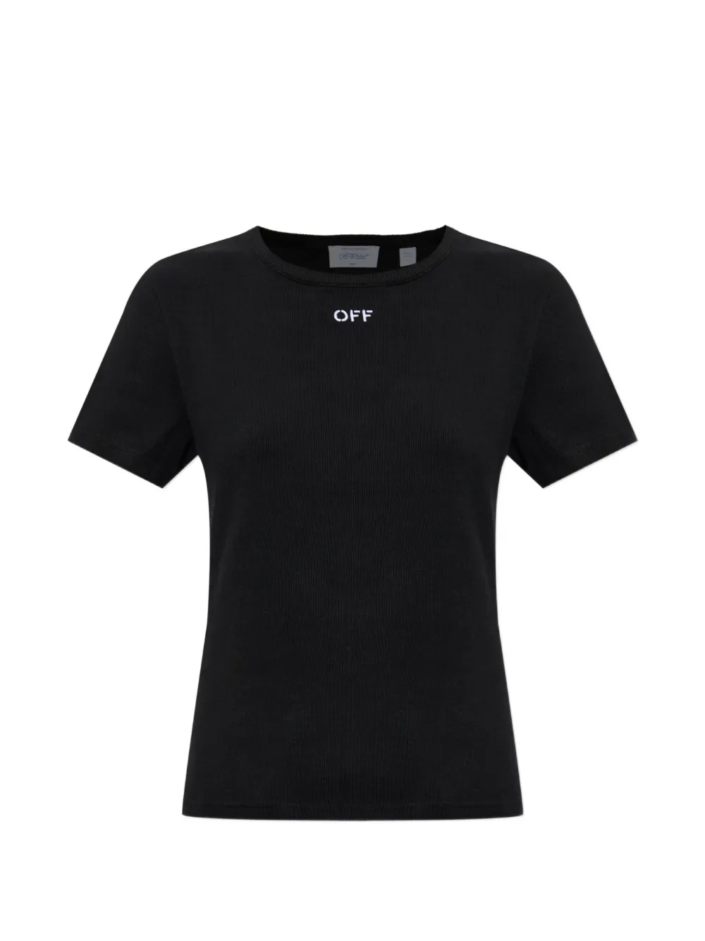 Off-White ribbed-knit logo-embroidered T-shirt - Nero