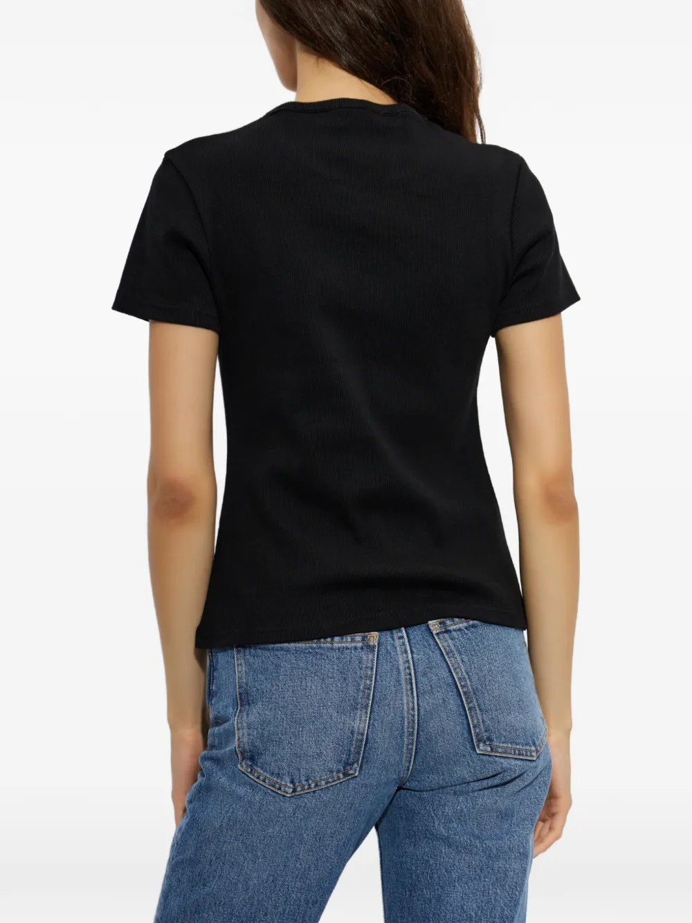 Off-White Ribgebreide T-shirt met geborduurd logo Zwart