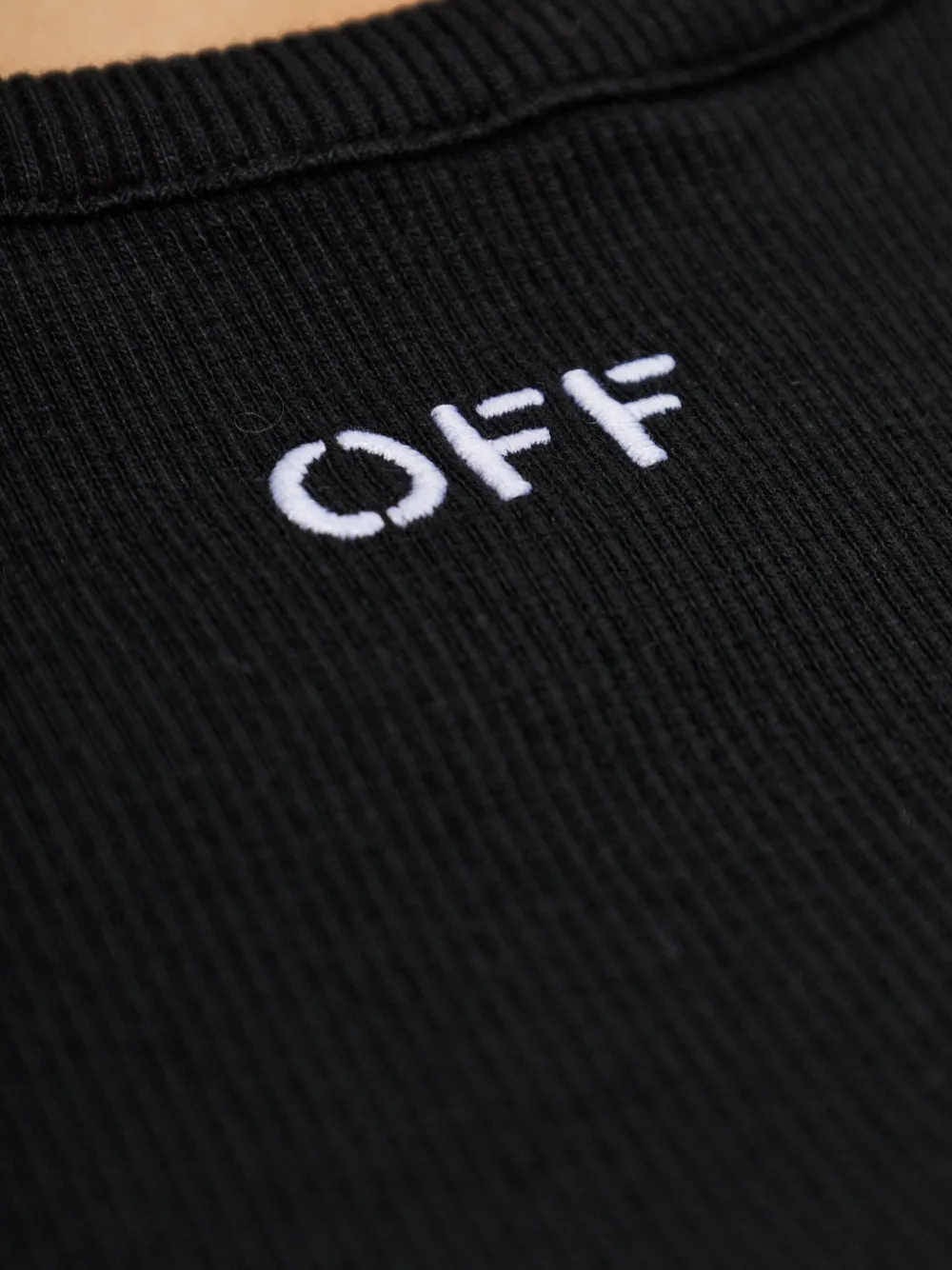 Off-White Ribgebreide T-shirt met geborduurd logo Zwart