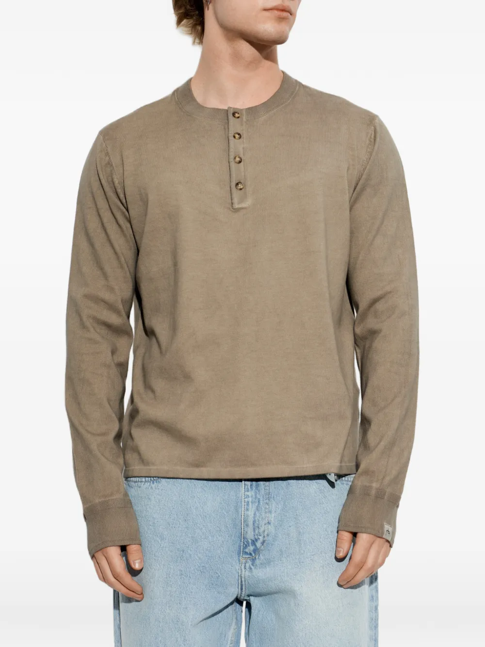 rag & bone T-shirt met knoopsluiting Beige