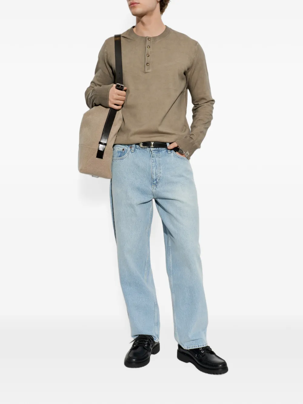 rag & bone T-shirt met knoopsluiting Beige