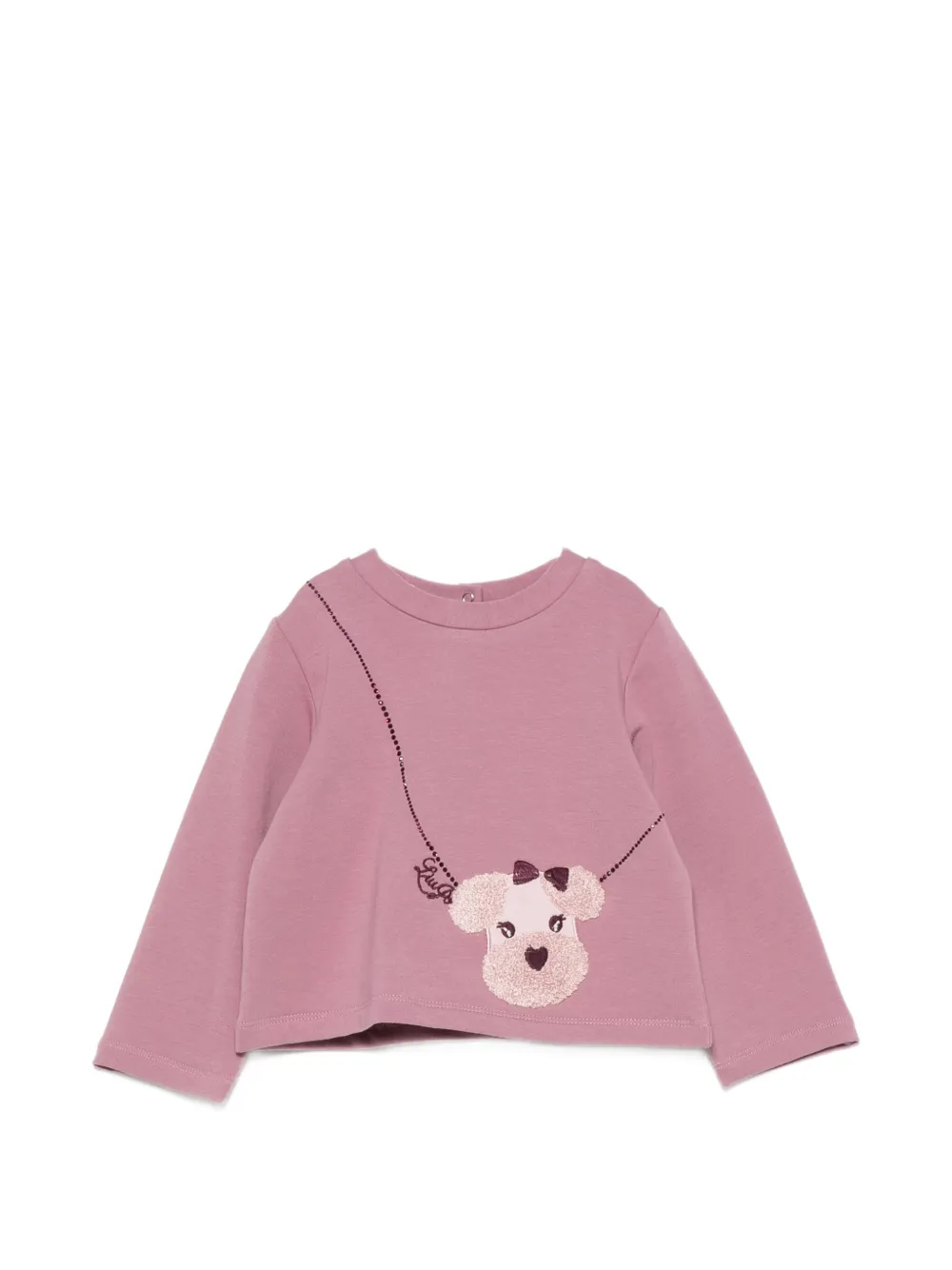 Liu Jo Kids dog-appliqué sequin-embellished T-shirt - Rosa