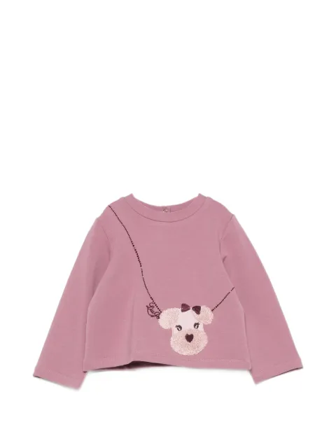 Liu Jo Kids dog-appliqué sequin-embellished T-shirt 