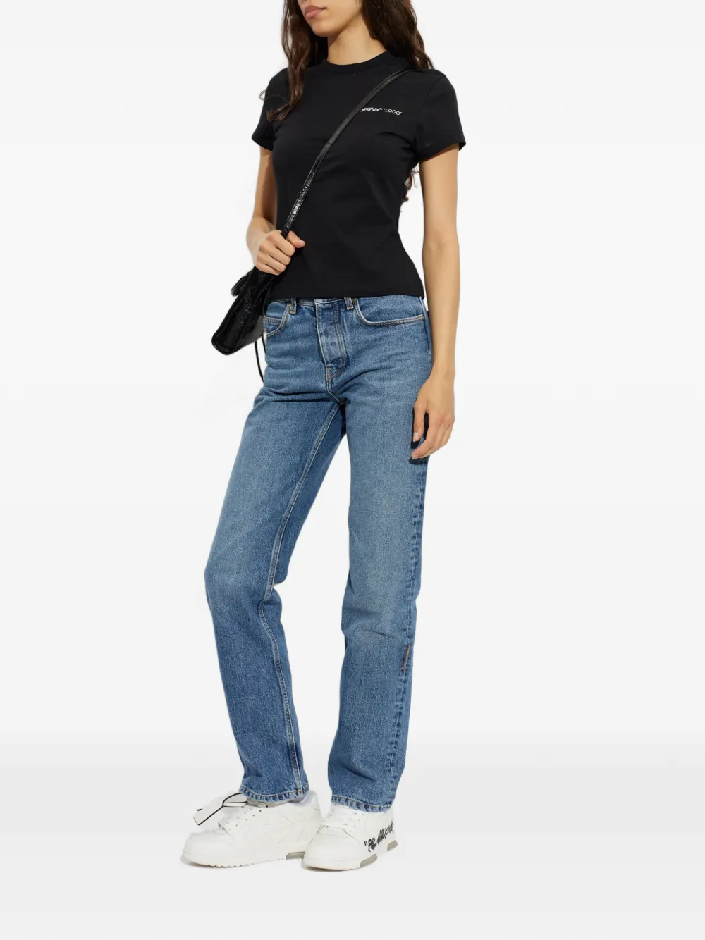 Off-White T-shirt met geborduurd logo Zwart