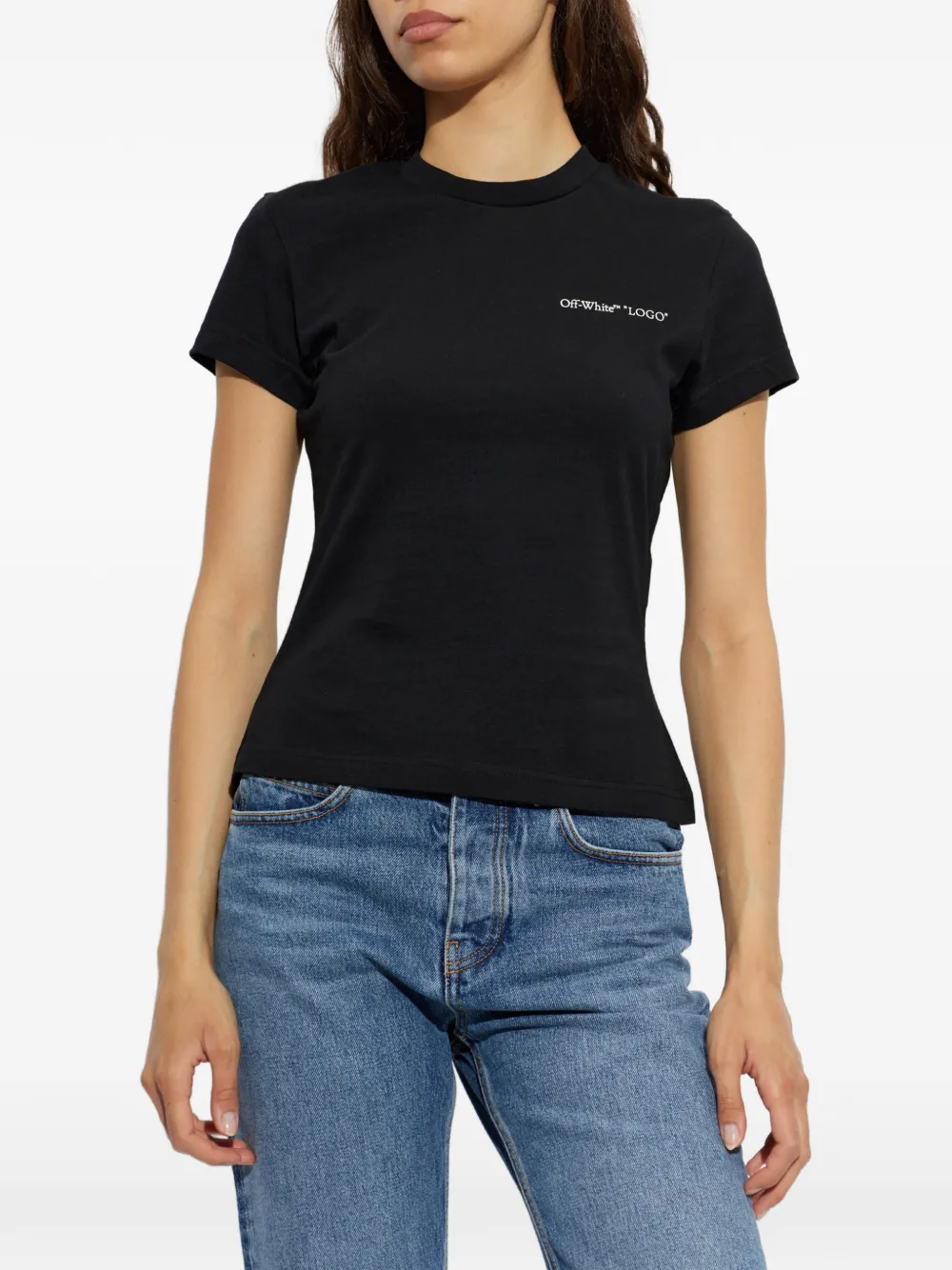 Off-White T-shirt met geborduurd logo Zwart