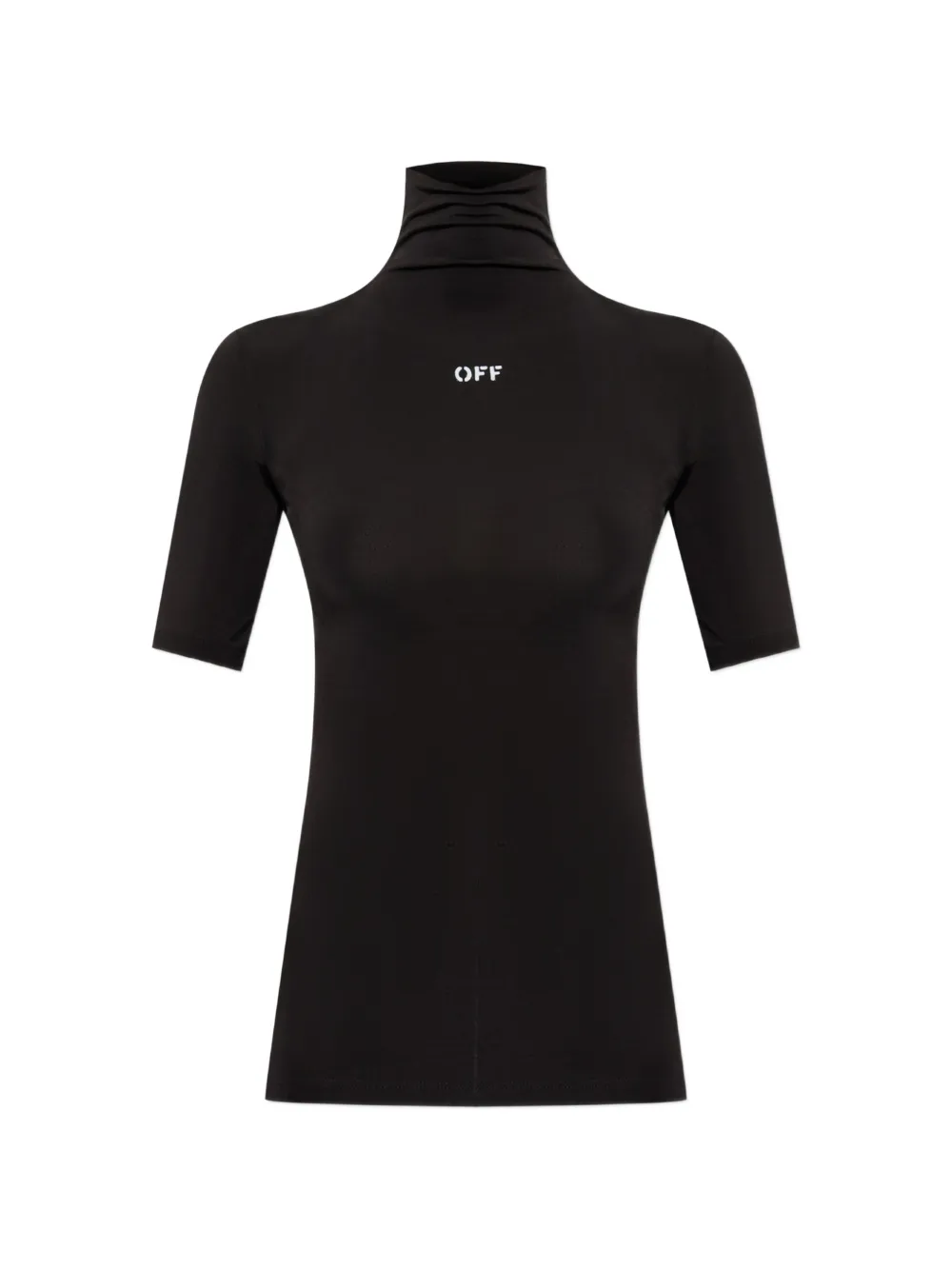 Off-White logo-embroidered high-neck top - Nero