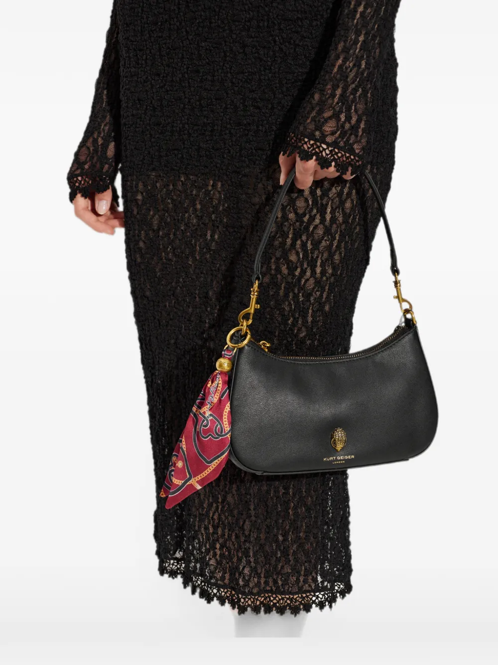 Kurt Geiger London Sloane leren schoudertas Zwart
