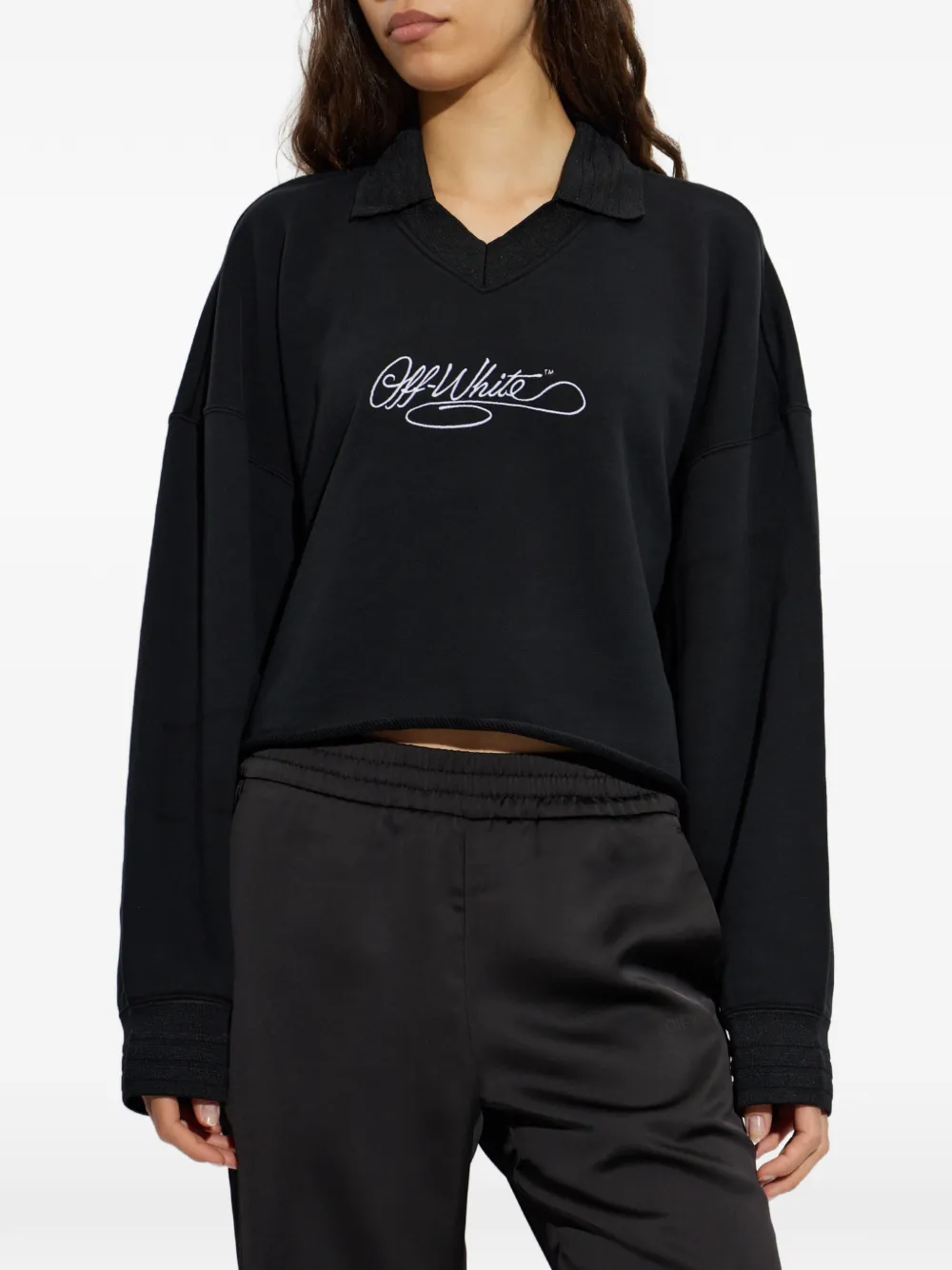 Off-White Sweater met geborduurd logo Zwart