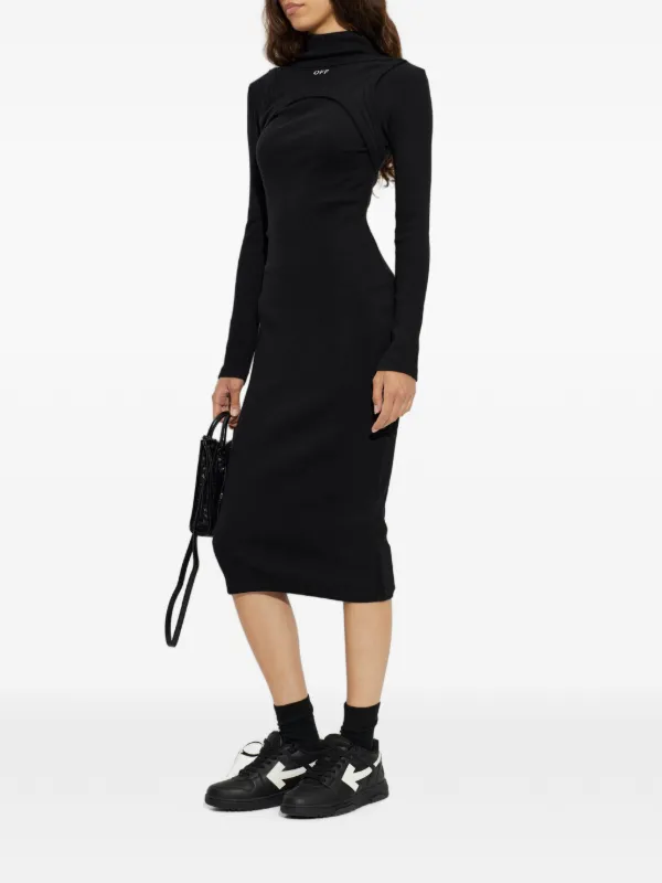 Off-White cut-out Turtleneck Midi Dress | Black