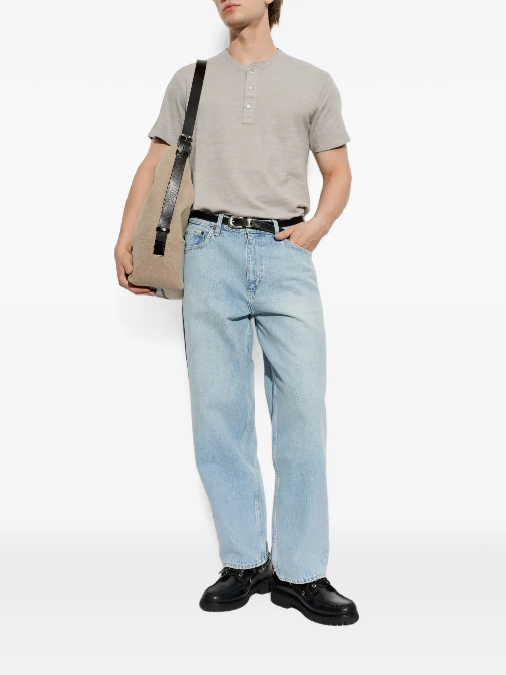 rag & bone Henley gerafeld T-shirt Grijs