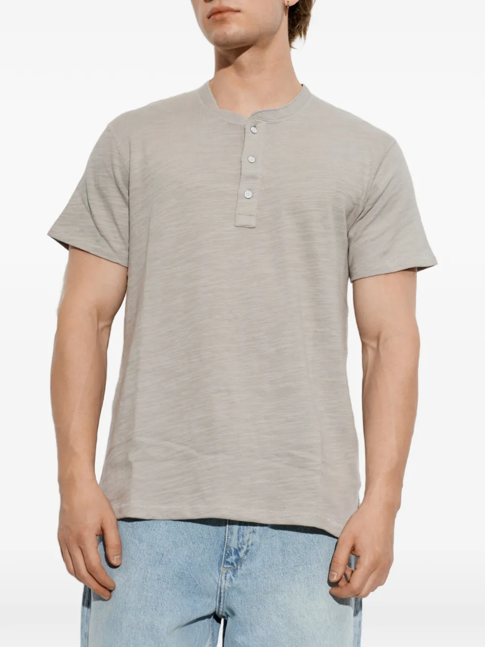 rag & bone Henley gerafeld T-shirt Grijs