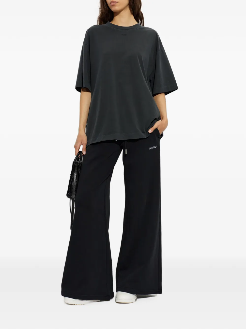 Off-White T-shirt met geborduurd logo Zwart