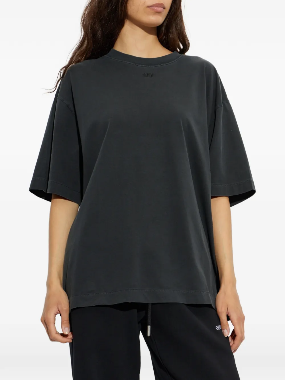 Off-White T-shirt met geborduurd logo Zwart