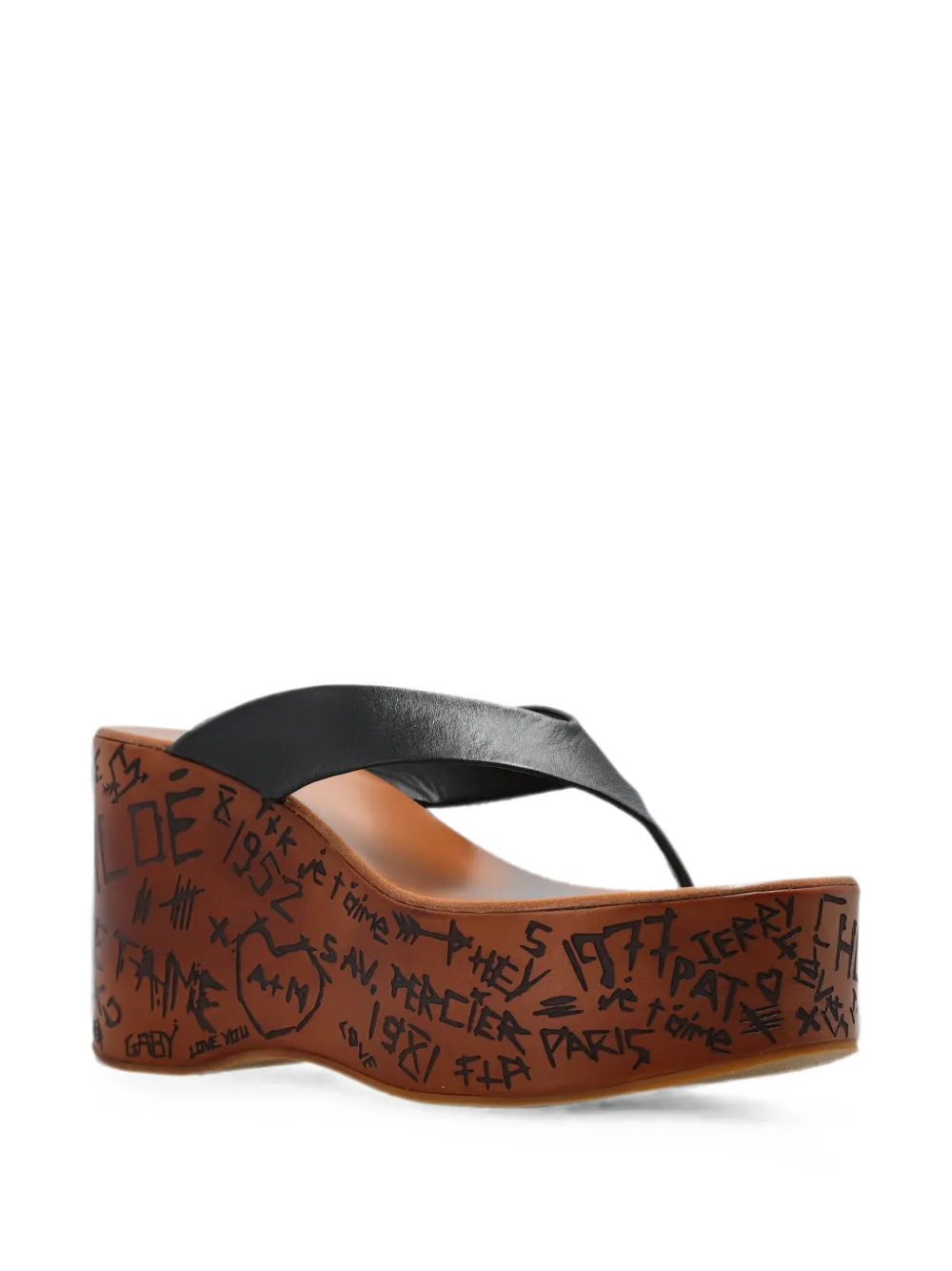 Chloé Maxime Graffiti-print Wedge Sandals In Animal Print