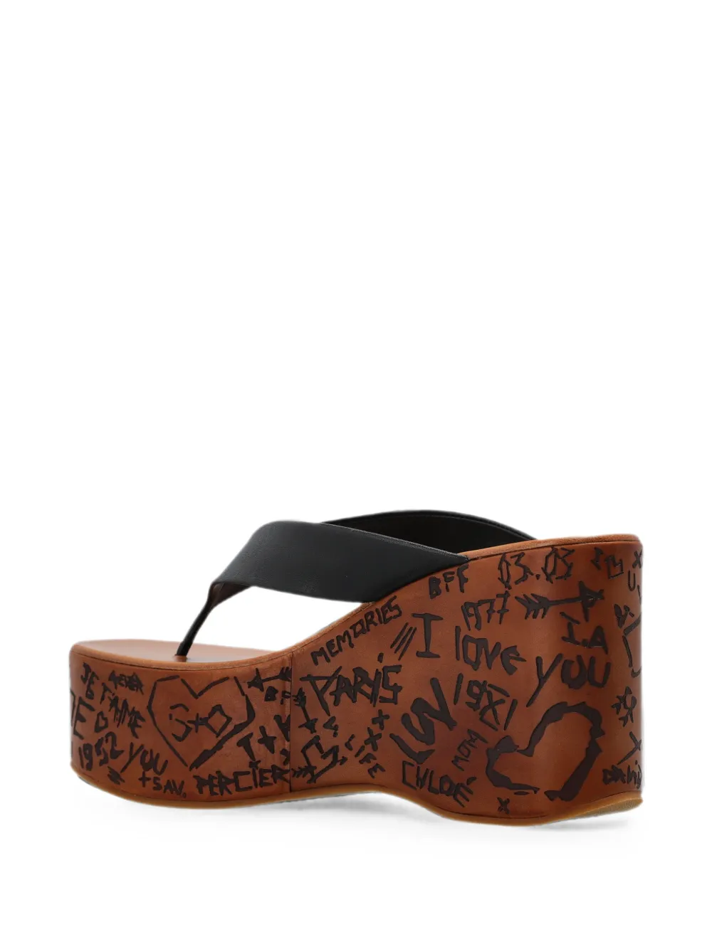 Chloé Maxime graffiti-print wedge sandals Zwart