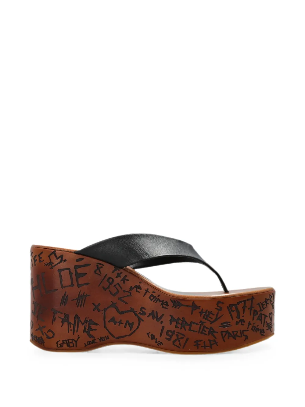 Chloé Maxime graffiti-print wedge sandals Zwart