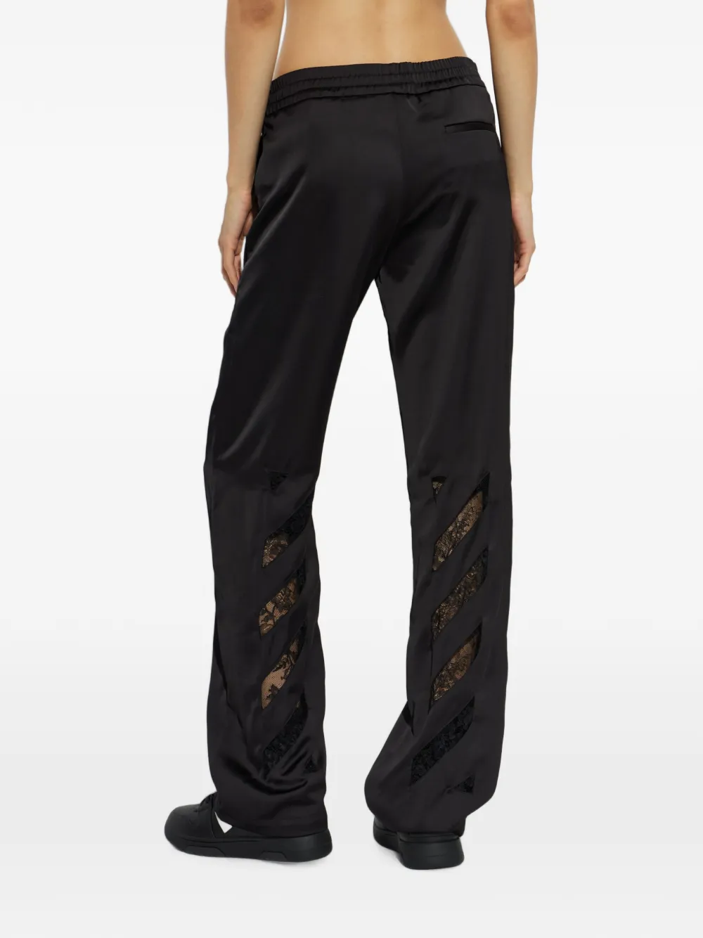 Off-White Broek met kant Zwart