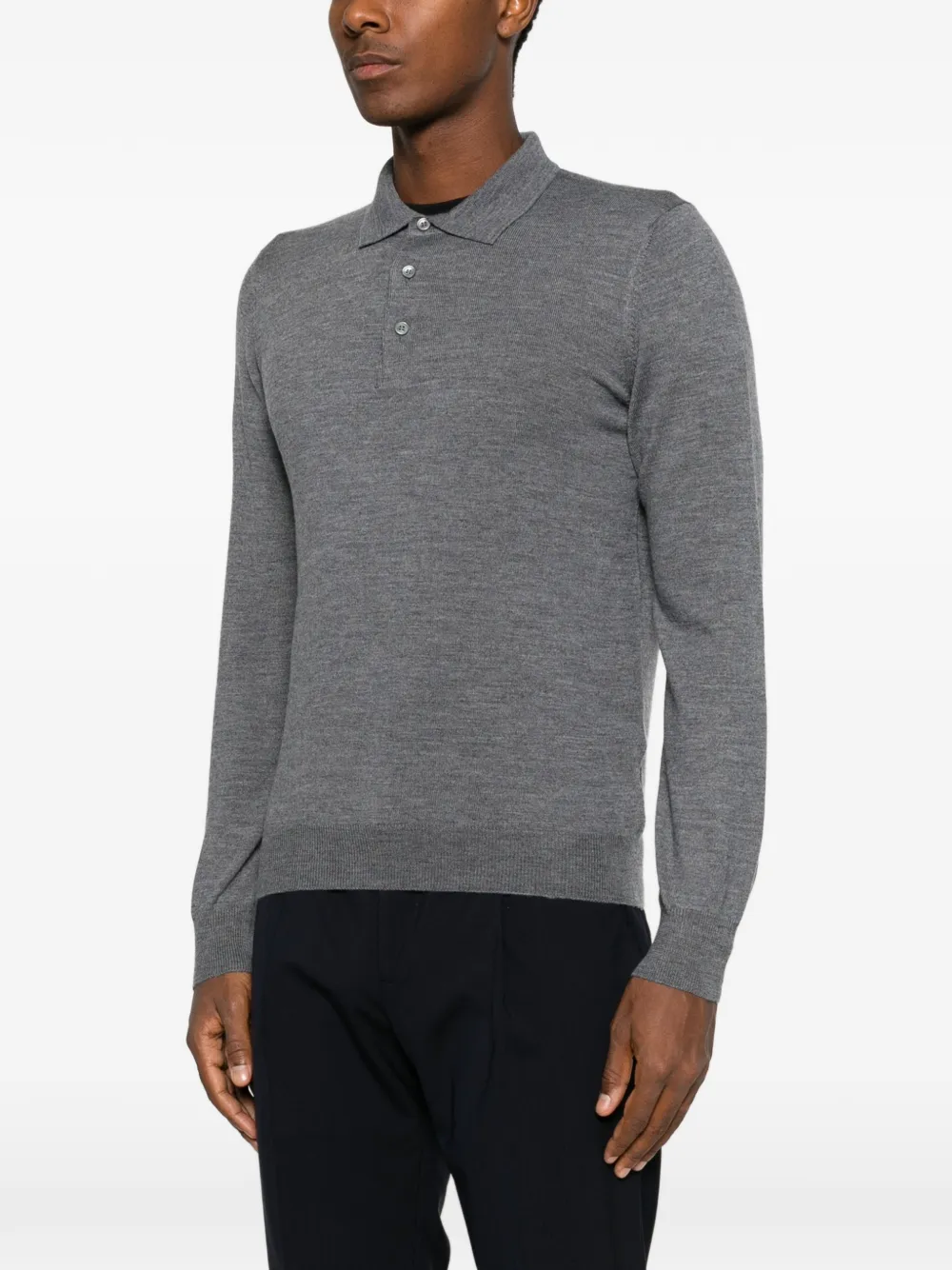 Tagliatore Palmer gebreid poloshirt met lange mouwen Grijs