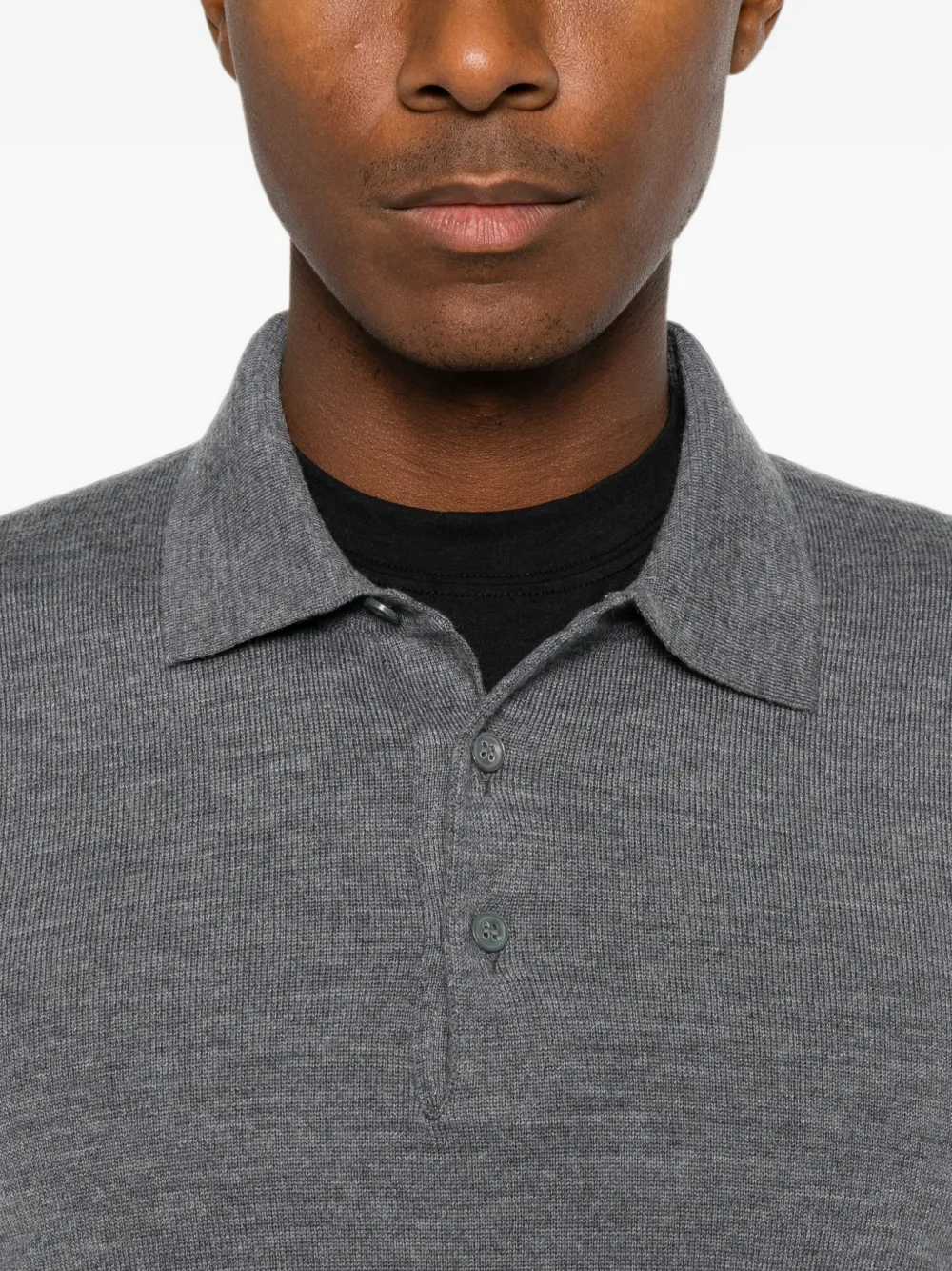 Tagliatore Palmer gebreid poloshirt met lange mouwen Grijs
