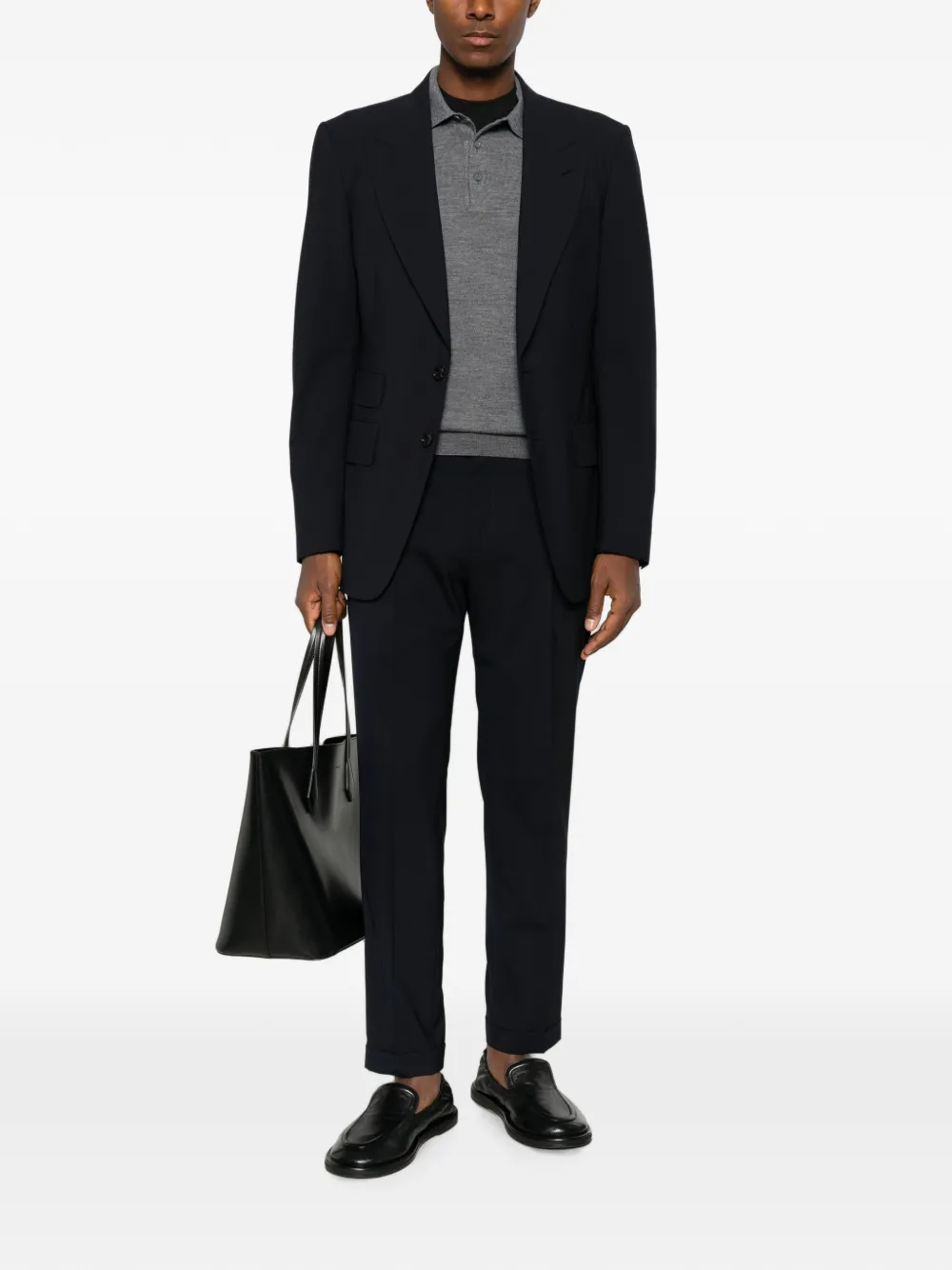 Tagliatore Palmer gebreid poloshirt met lange mouwen Grijs